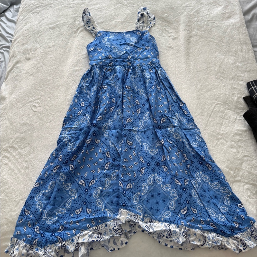 Haute Hippie Blue Paisley Asymmetrical Maxi Dress for Girls